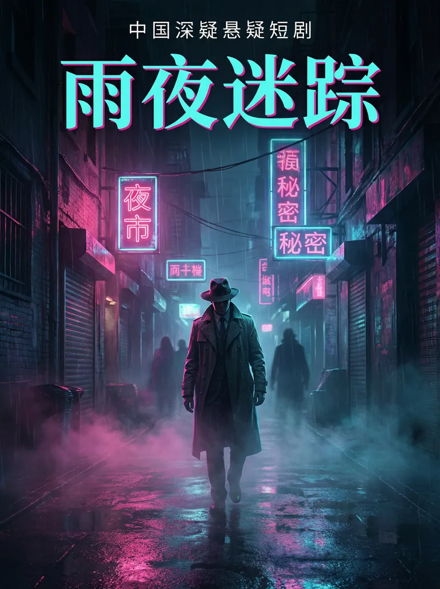 小格式自压原创 悬疑追踪短剧 - 雨夜迷踪海报
